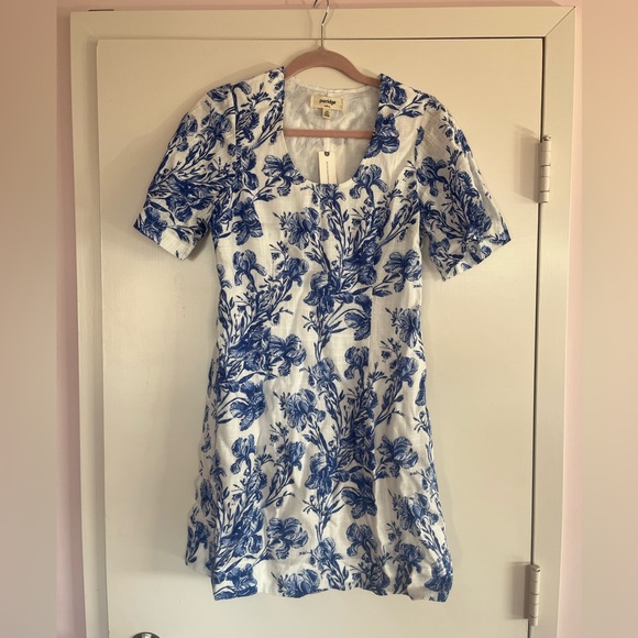 Anthropologie Porridge Short-Sleeve Crew-Neck Linen Printed Mini Dress NWT - Picture 5 of 9